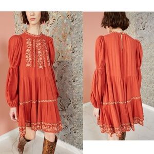 Ulla Johnson Clay Orange Beaded Ceres Dress NWT